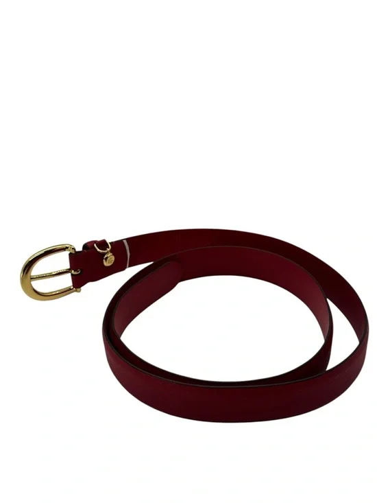 Ralph Lauren women's Charm Crosshatch Leather Belt Burgundy Red Size Small - Picture 2 of 9